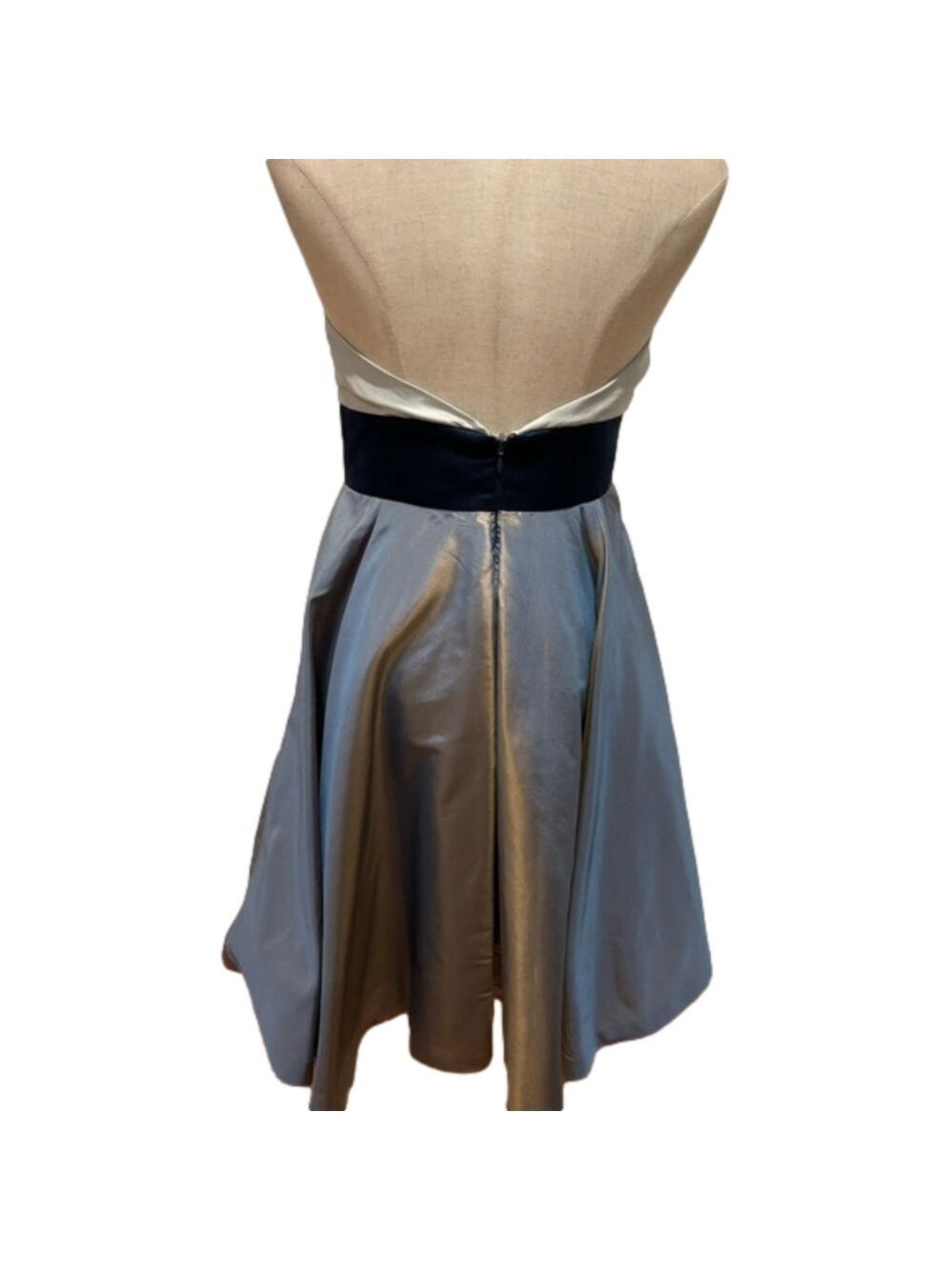 90s SILK VIVIENNE TAM STRAPLESS PLEATED BODICE TAFFETA DRESS FIT & FLARE SZ 6 - Picture 5 of 15